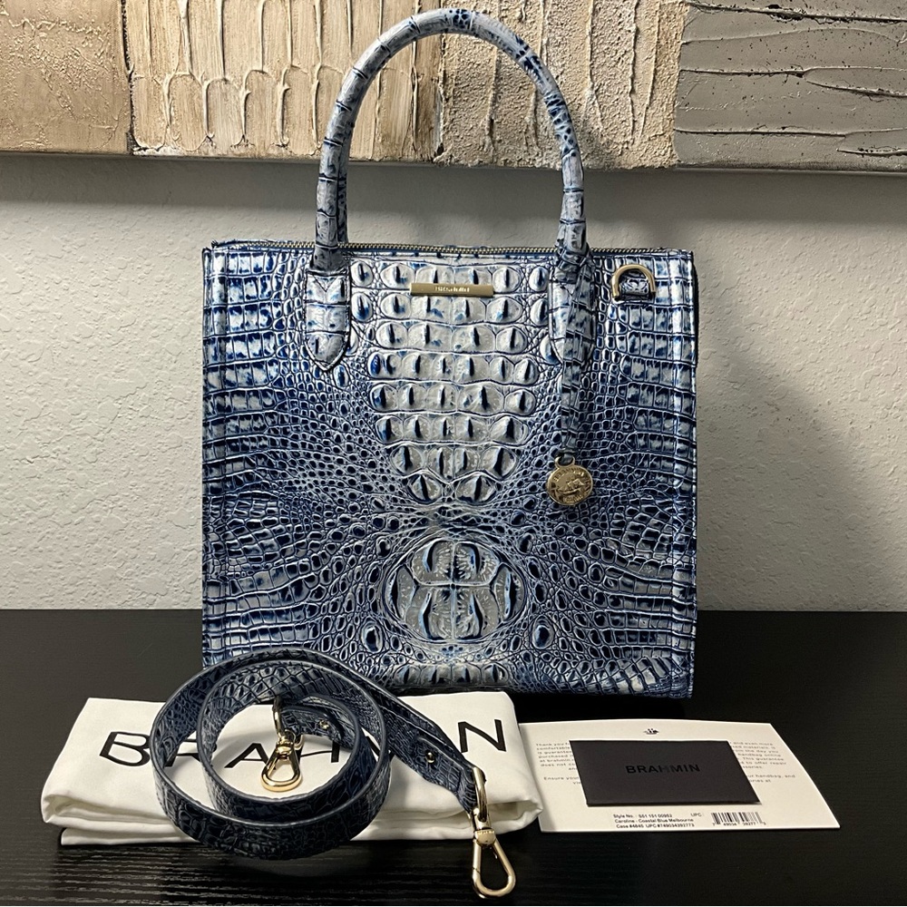 Brahmin Caroline COASTAL BLUE MELBOURNE Metallic Finish W/EYE